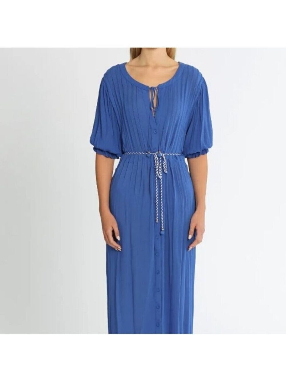 #63 The Clothing Company Blue Flutter Sleeve Maxi Dress – Women’s Size L 0344